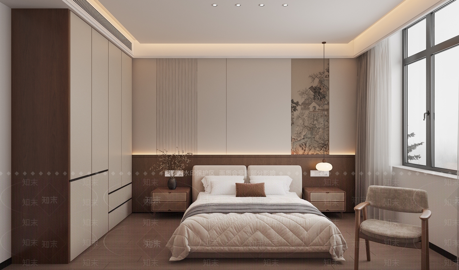 新中式酒店客房3D模型下载【ID:1215183912】