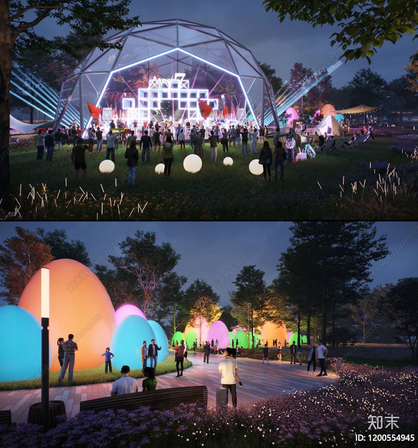 现代滨水公园景观下载【ID:1200554945】
