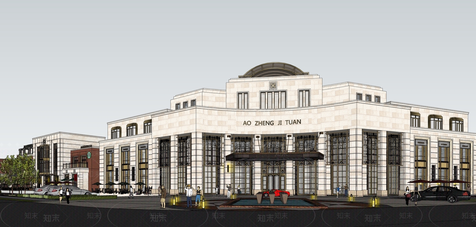 欧式复古商业街SU模型下载【ID:1200561795】