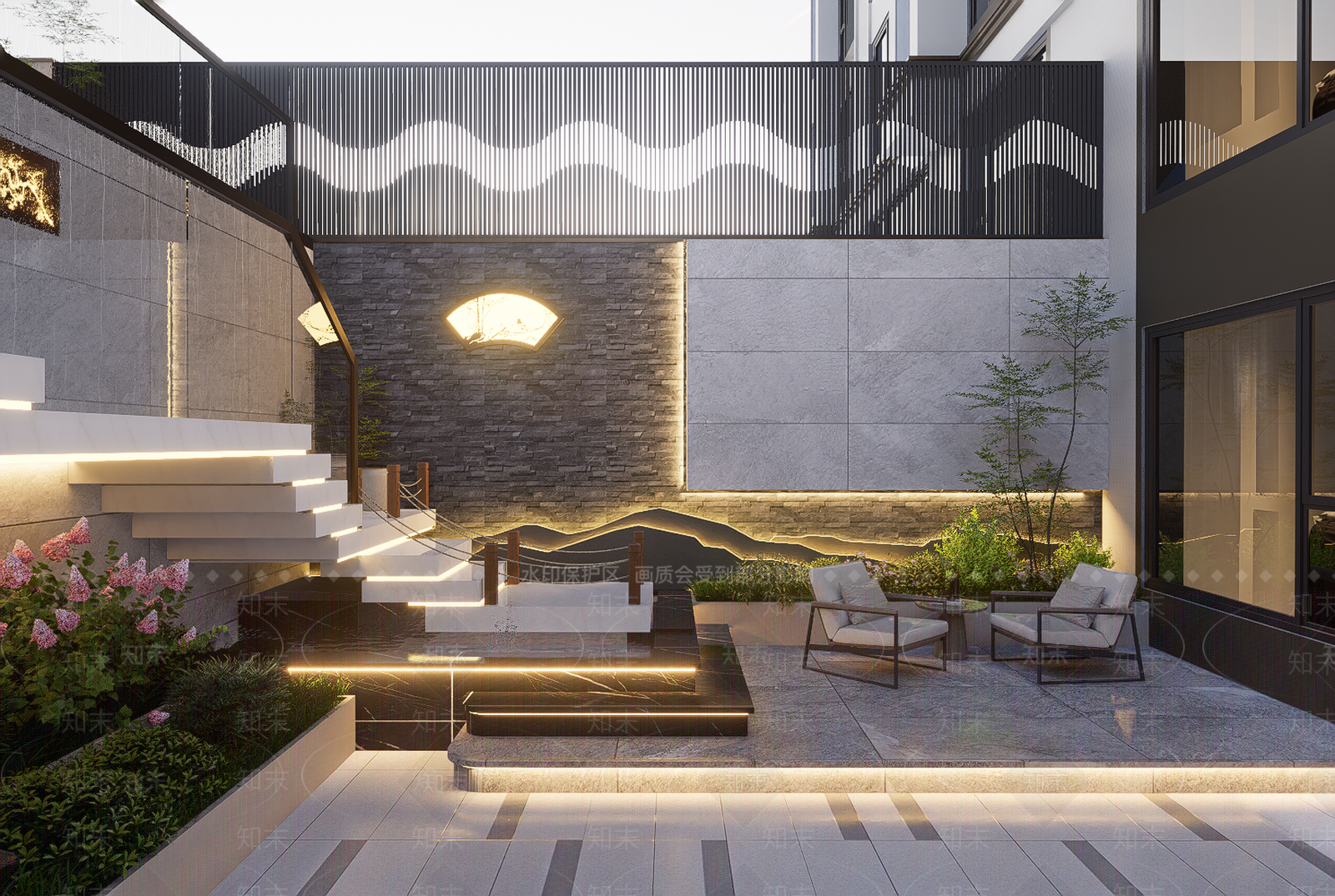 新中式别墅庭院SU模型下载【ID:1200562389】