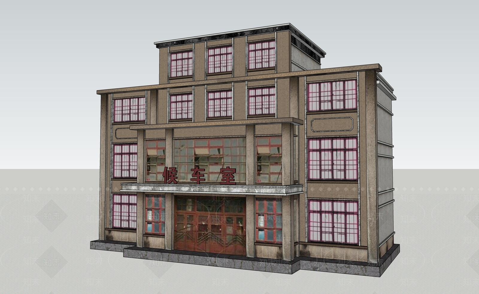 中式汽车站SU模型下载【ID:1200563625】