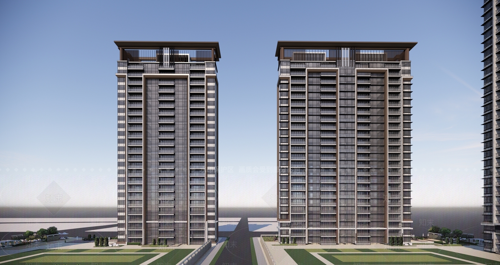 现代高层住宅SU模型下载【ID:1200563985】