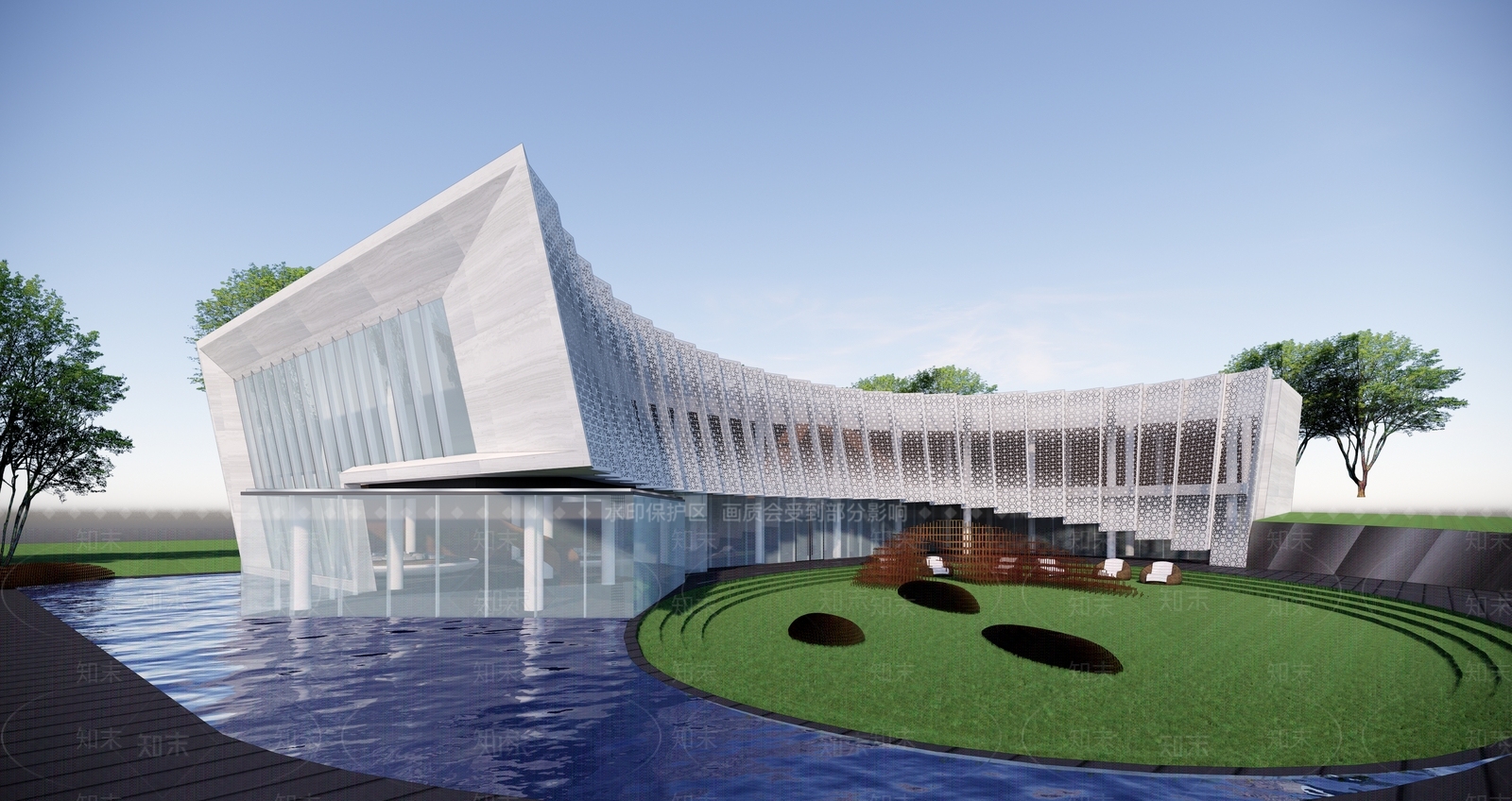 现代售楼处建筑SU模型下载【ID:1200564098】