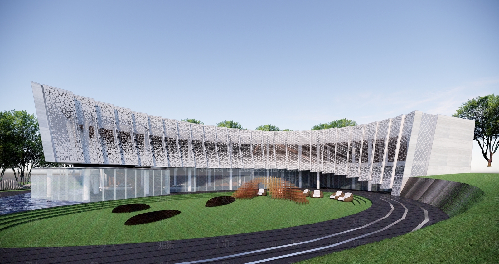 现代售楼处建筑SU模型下载【ID:1200564098】