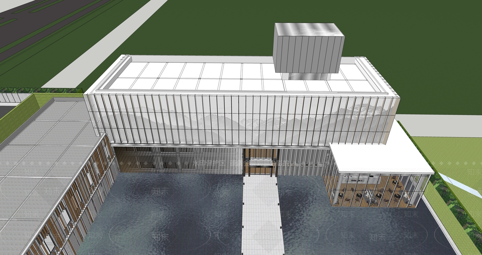 现代售楼处建筑SU模型下载【ID:1200564545】
