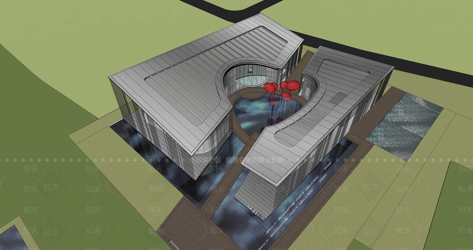 现代售楼处建筑SU模型下载【ID:1200564690】