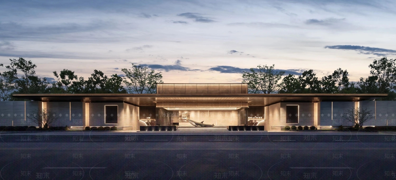 现代售楼处建筑SU模型下载【ID:1200566030】