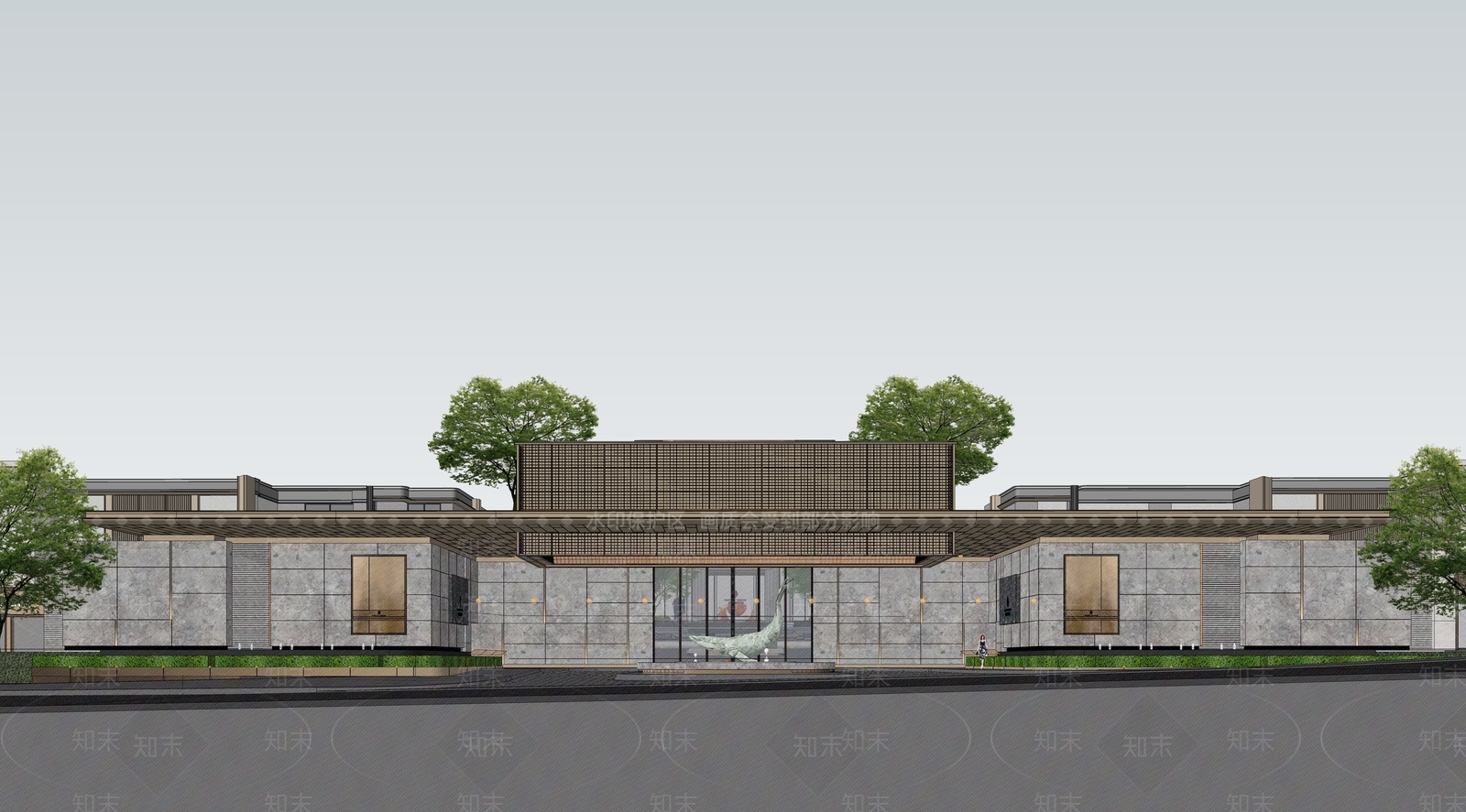 现代售楼处建筑SU模型下载【ID:1200566030】