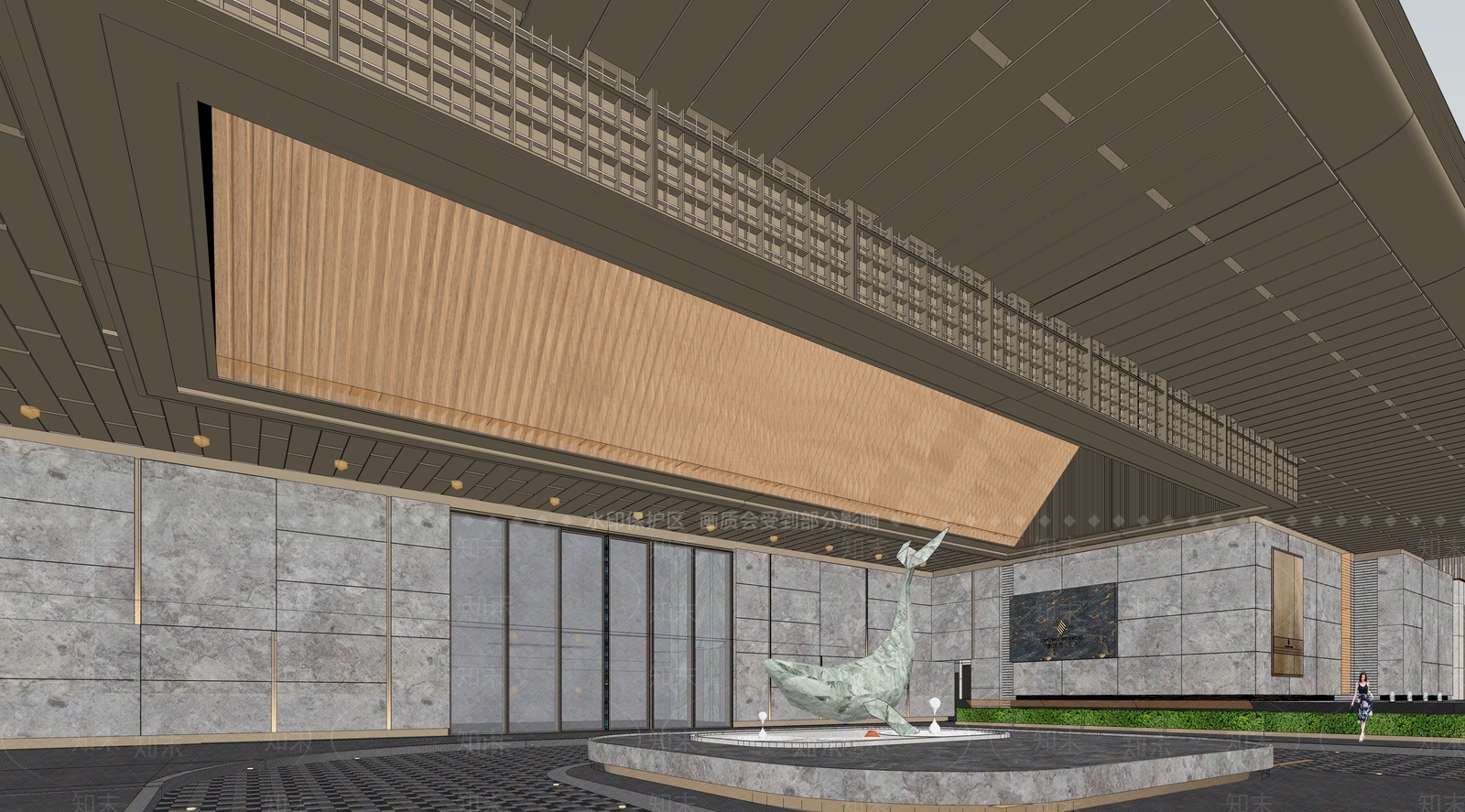 现代售楼处建筑SU模型下载【ID:1200566308】