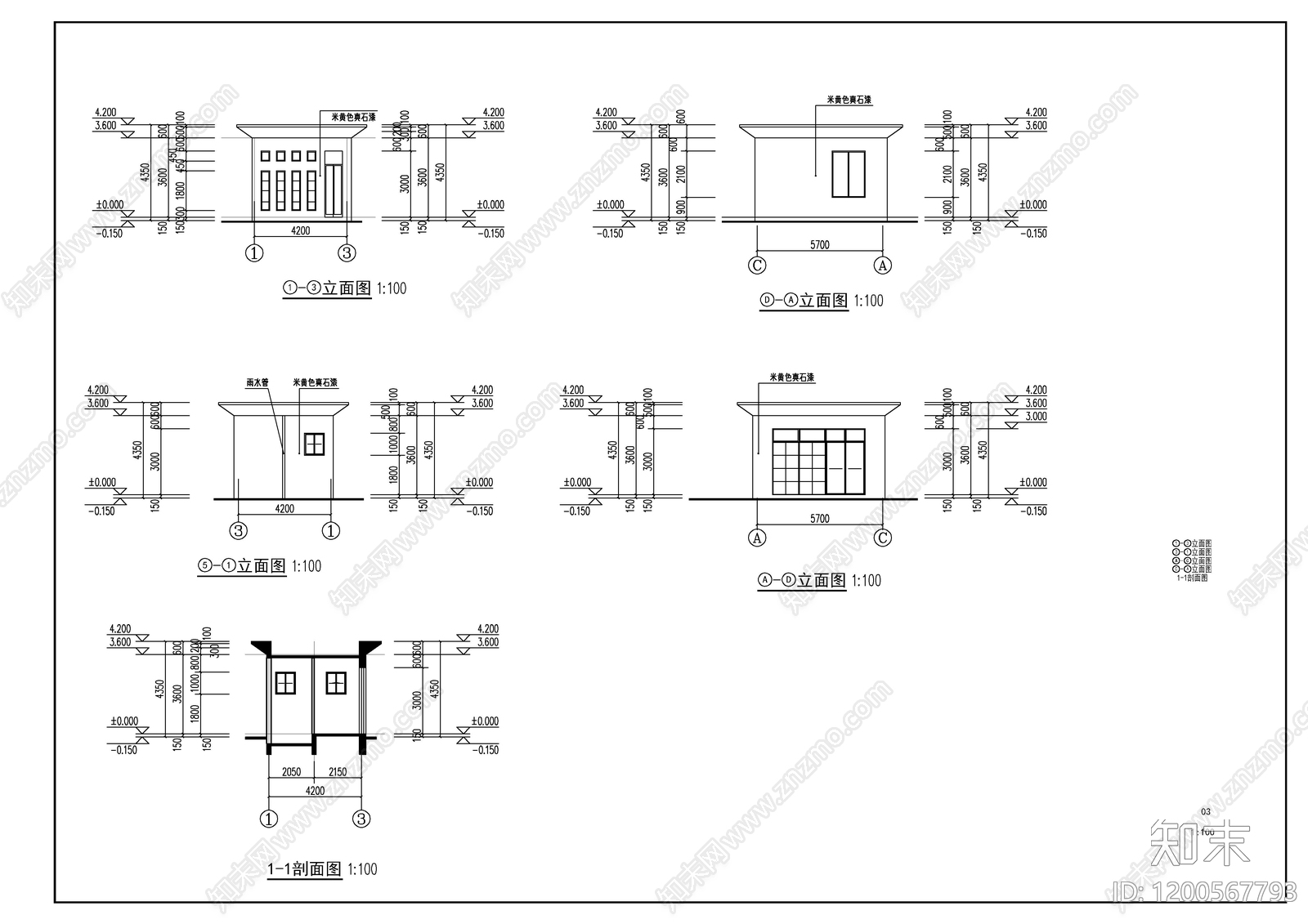 现代门卫室建筑cad施工图下载【ID:1200567793】