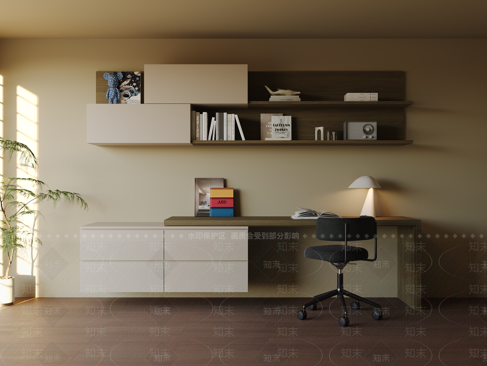 现代简约书房3D模型下载【ID:1200571376】