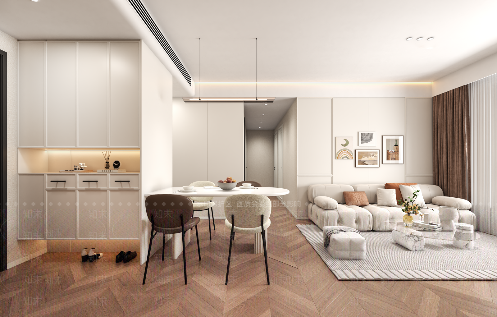 法式简约家居客厅3D模型下载【ID:1200572025】