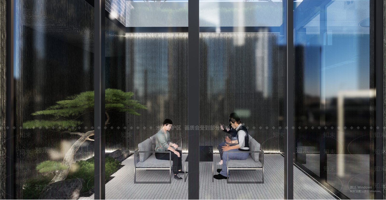 现代轻奢别墅庭院SU模型下载【ID:1200572785】