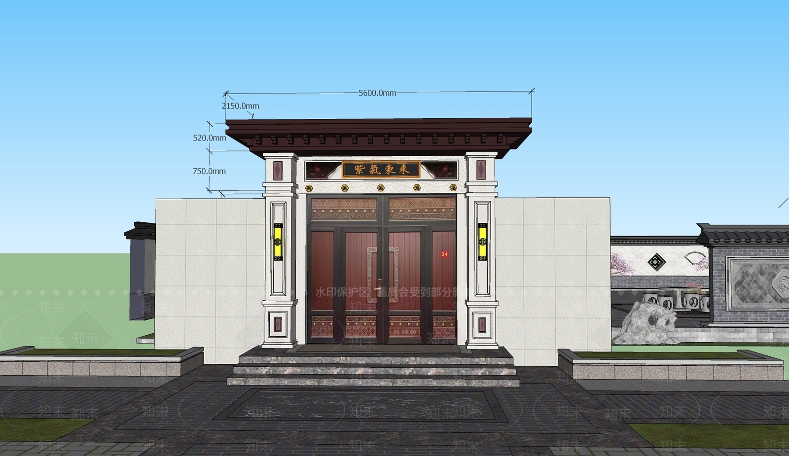 新中式乡村民房SU模型下载【ID:1200573003】