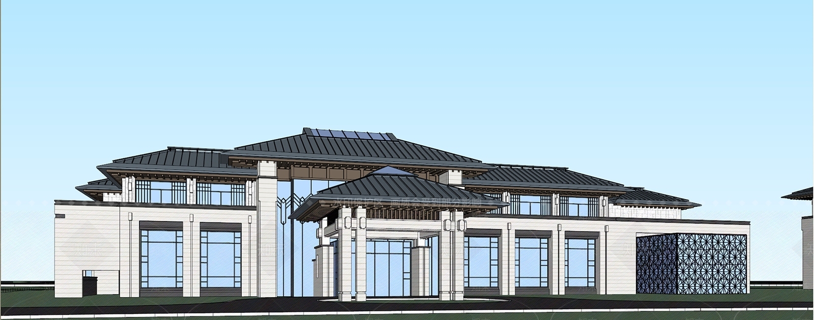 中式其他商业建筑SU模型下载【ID:1200574531】