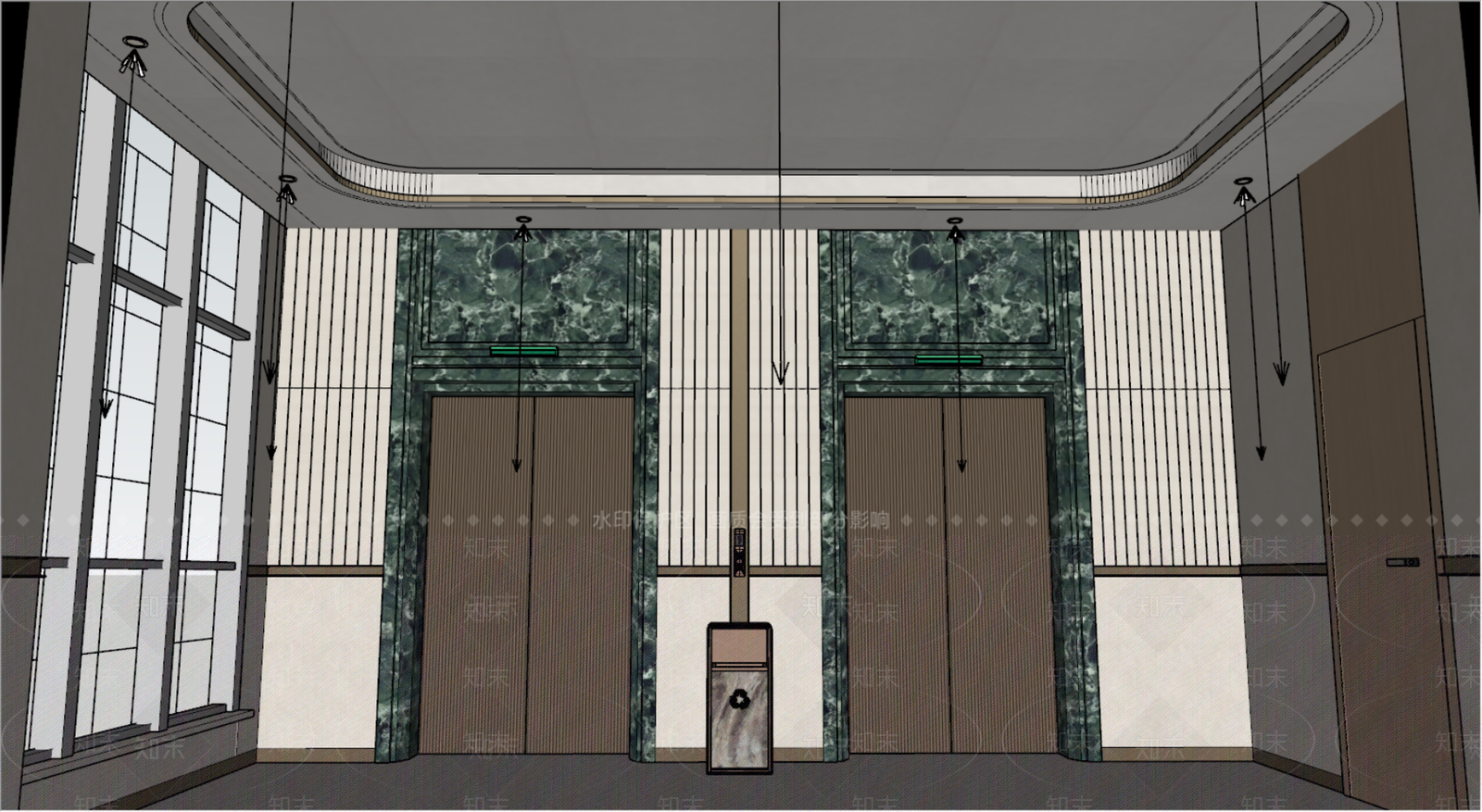 现代轻奢其他酒店空间SU模型下载【ID:1200576086】
