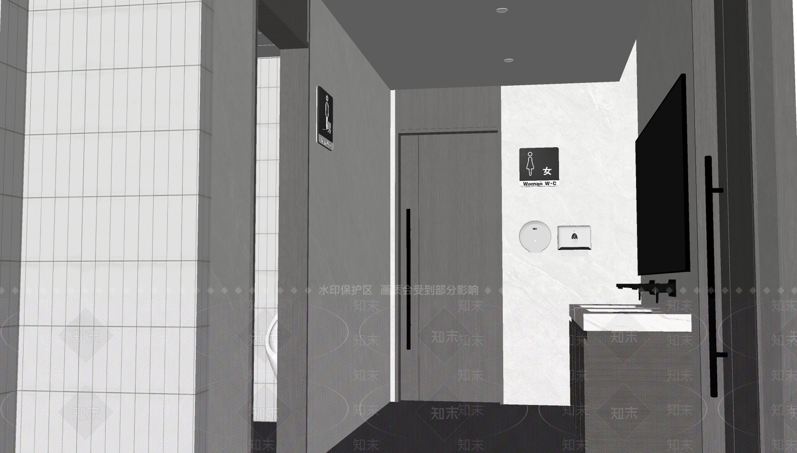 现代公共卫生间SU模型下载【ID:1200576225】