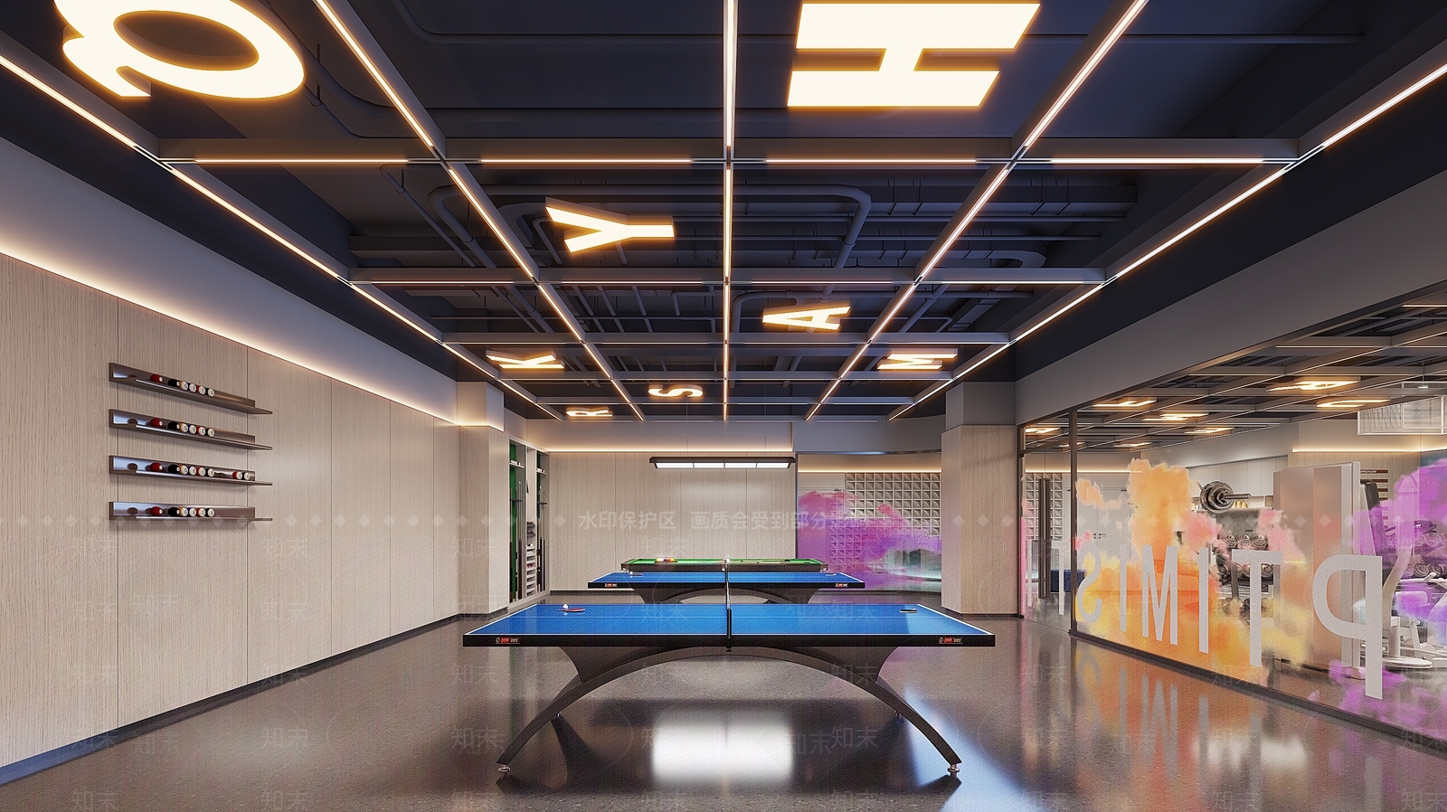 现代乒乓球室3D模型下载【ID:1200583277】