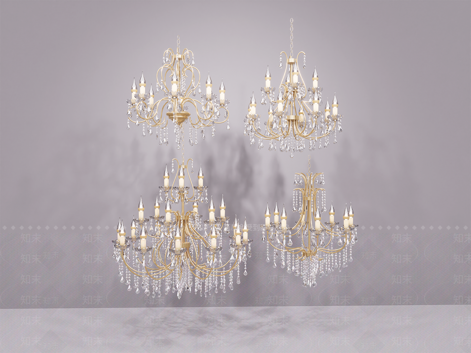 轻奢欧式水晶吊灯SU模型下载【ID:1200586697】
