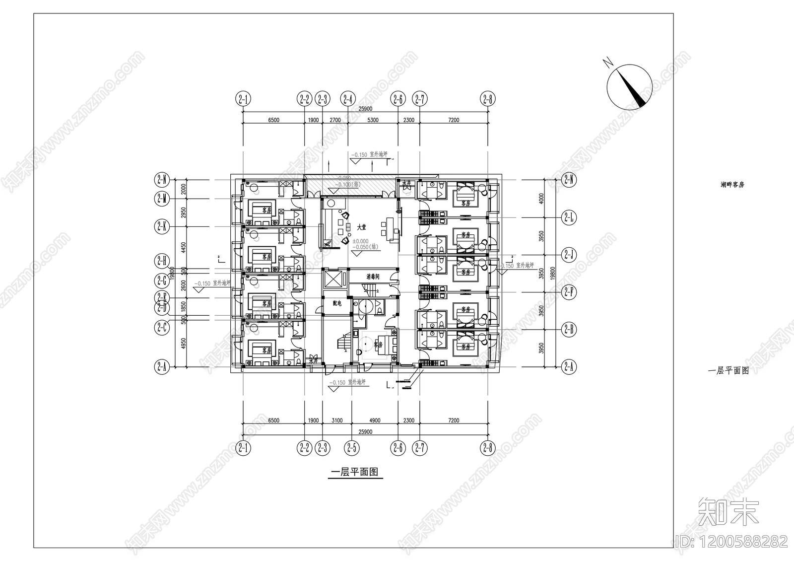 现代民宿建筑cad施工图下载【ID:1200588282】