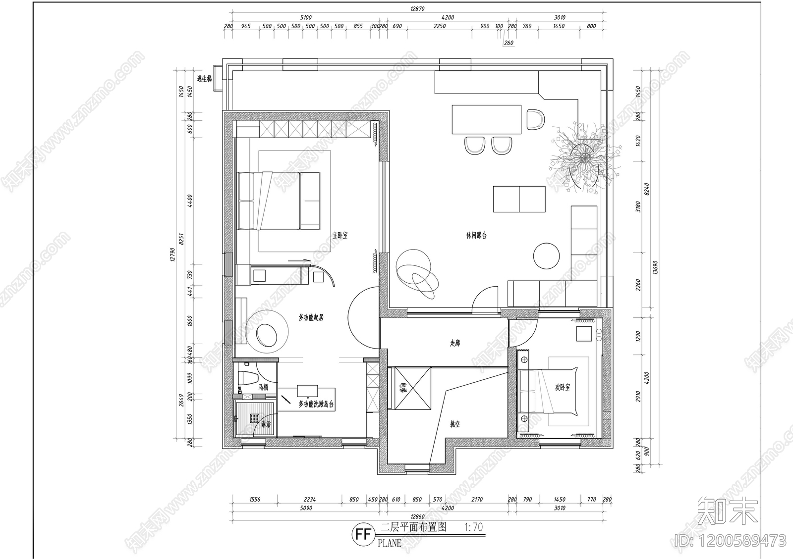 现代别墅建筑cad施工图下载【ID:1200589473】