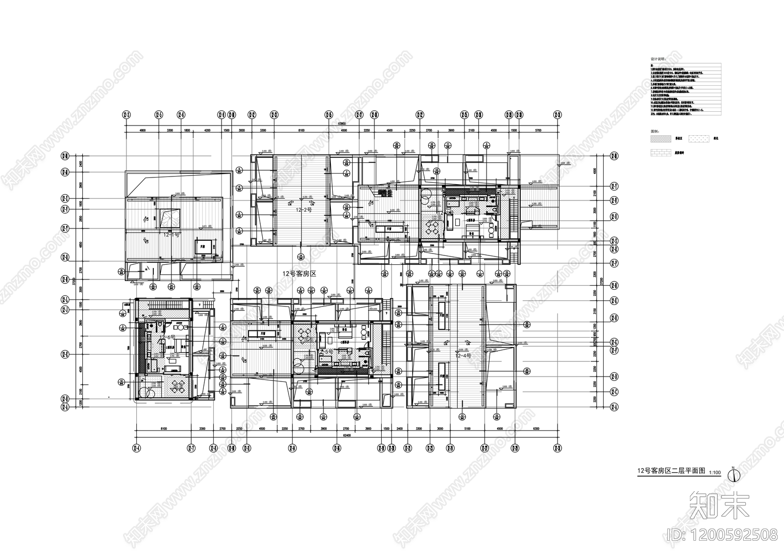现代民宿建筑cad施工图下载【ID:1200592508】