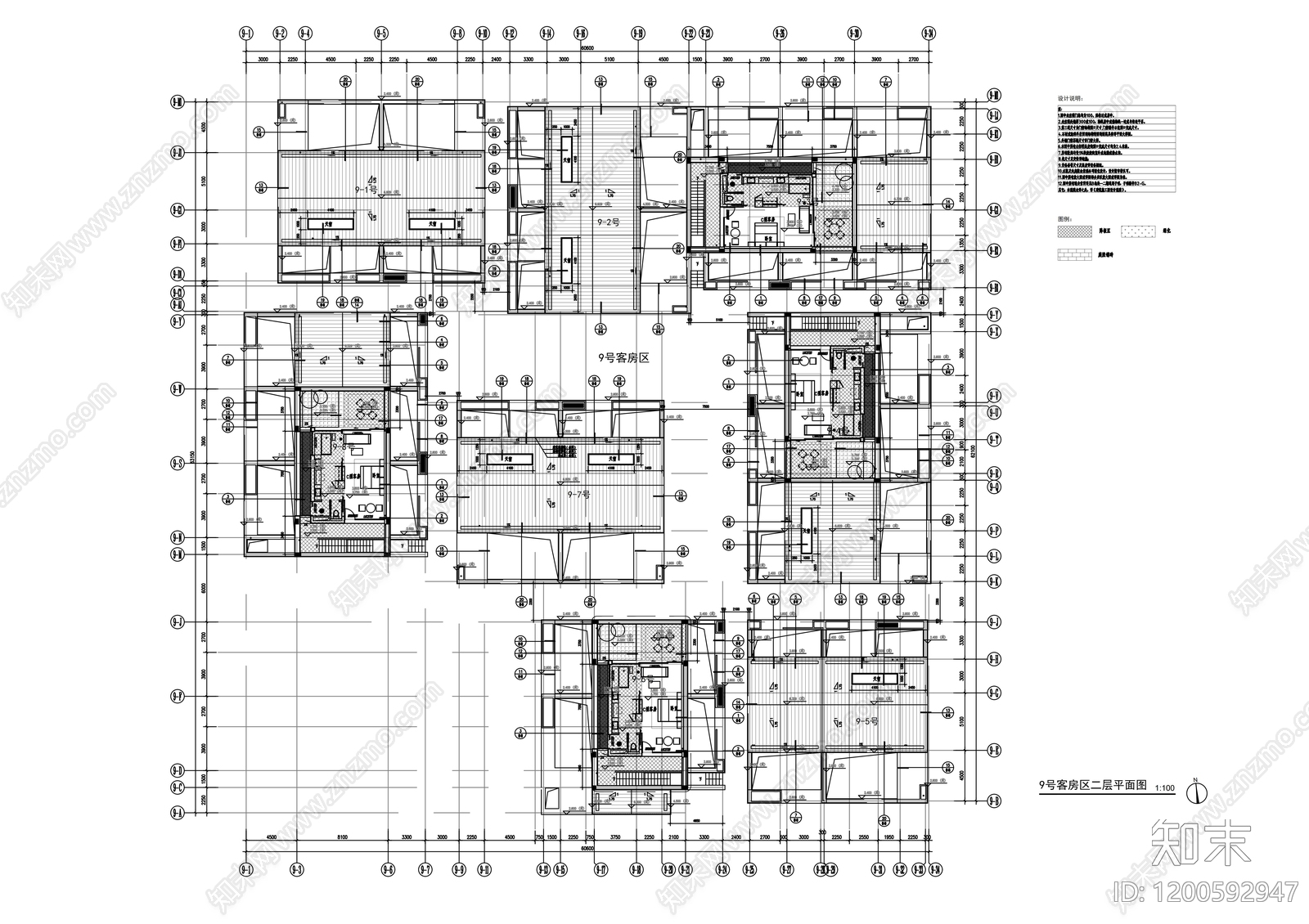 现代民宿建筑cad施工图下载【ID:1200592947】