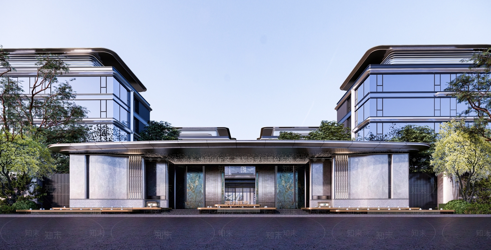 现代轻奢售楼处建筑SU模型下载【ID:1200593749】