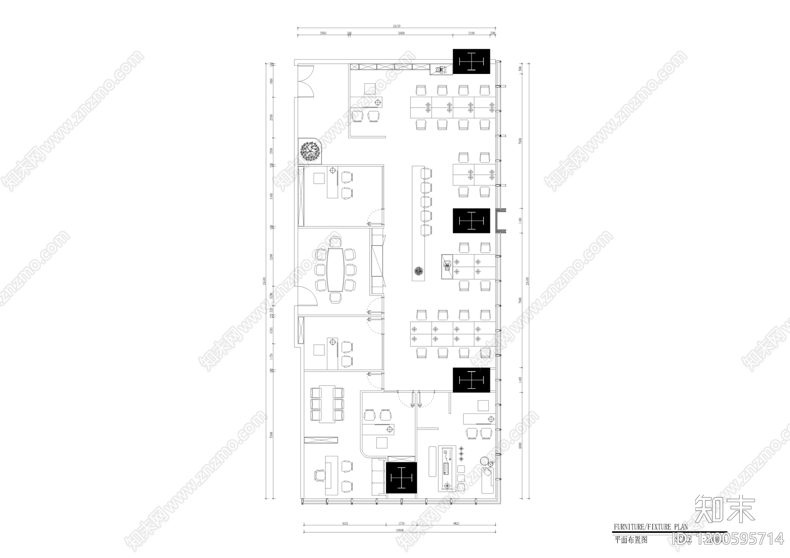 现代整体办公空间cad施工图下载【ID:1200595714】