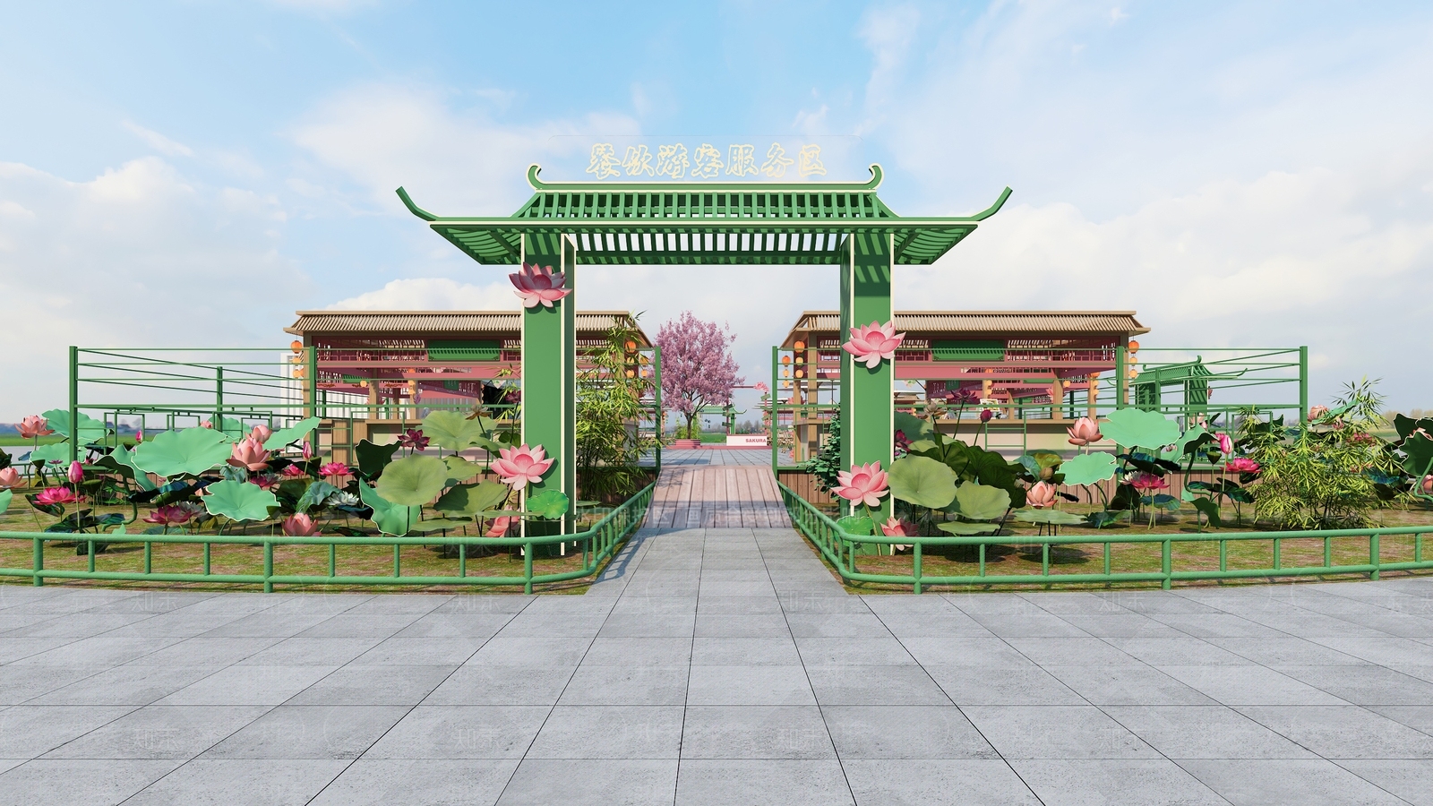 新中式现代集市3D模型下载【ID:1200596620】