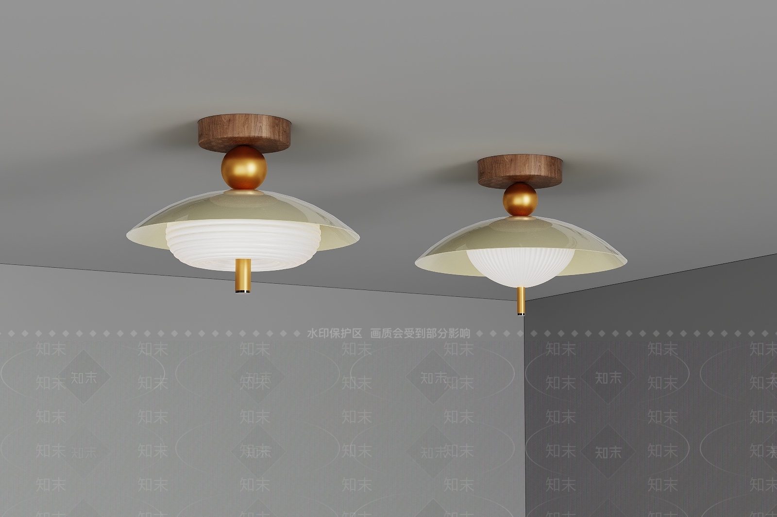 侘寂中古吸顶灯3D模型下载【ID:1200596367】