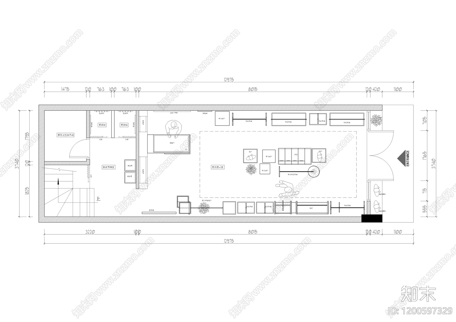 现代服装店施工图下载【ID:1200597329】