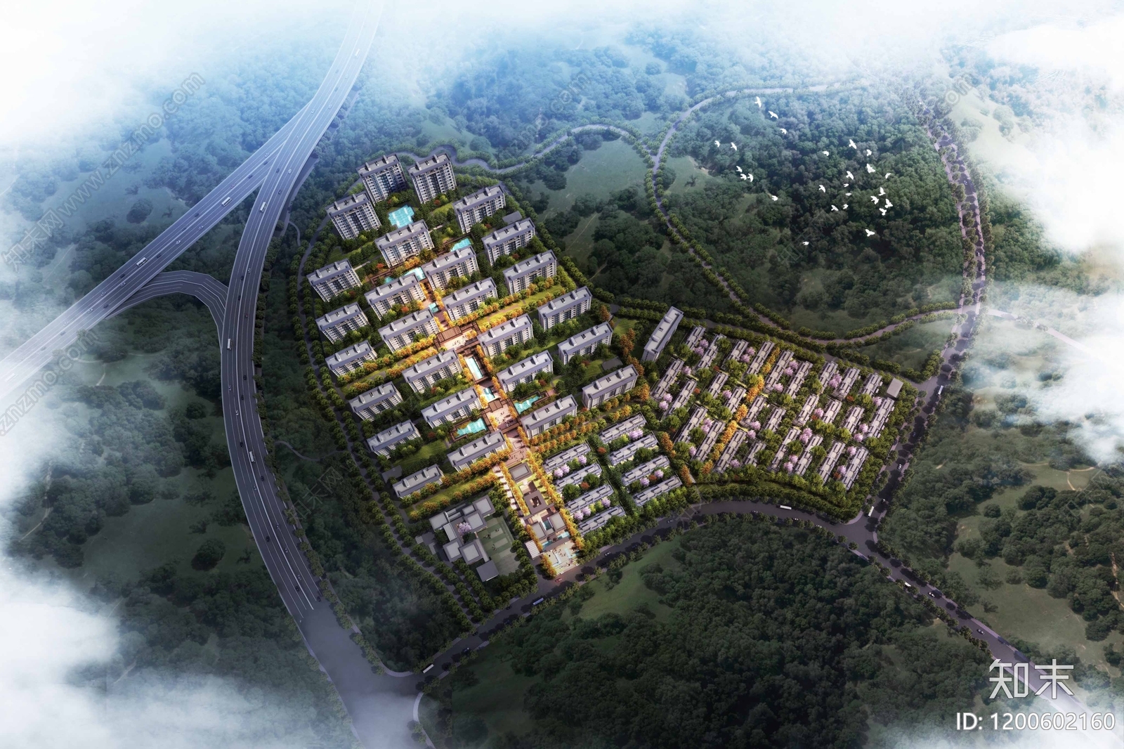 新中式别墅建筑下载【ID:1200602160】