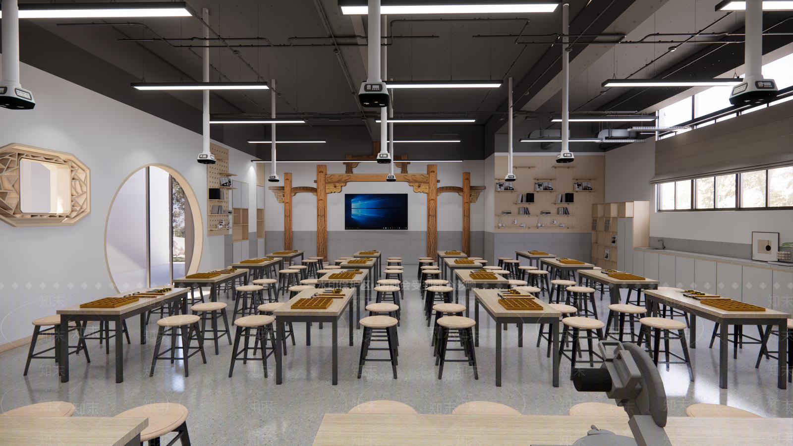 现代新中式其他学校空间SU模型下载【ID:1200603468】