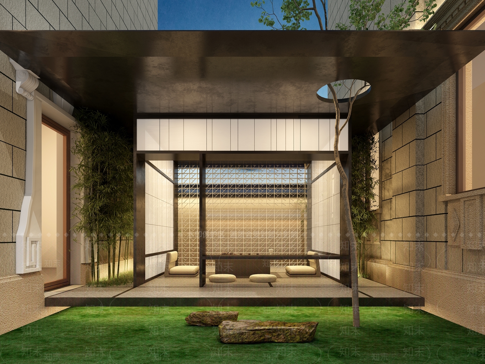 现代新中式庭院3D模型下载【ID:1200603419】