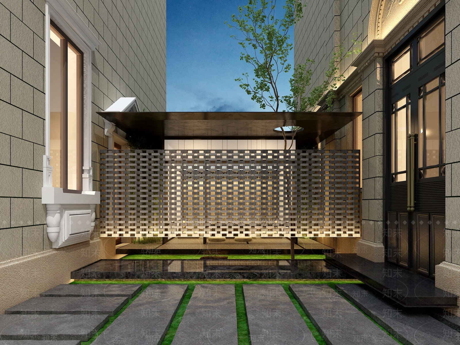 现代新中式庭院3D模型下载【ID:1200603419】
