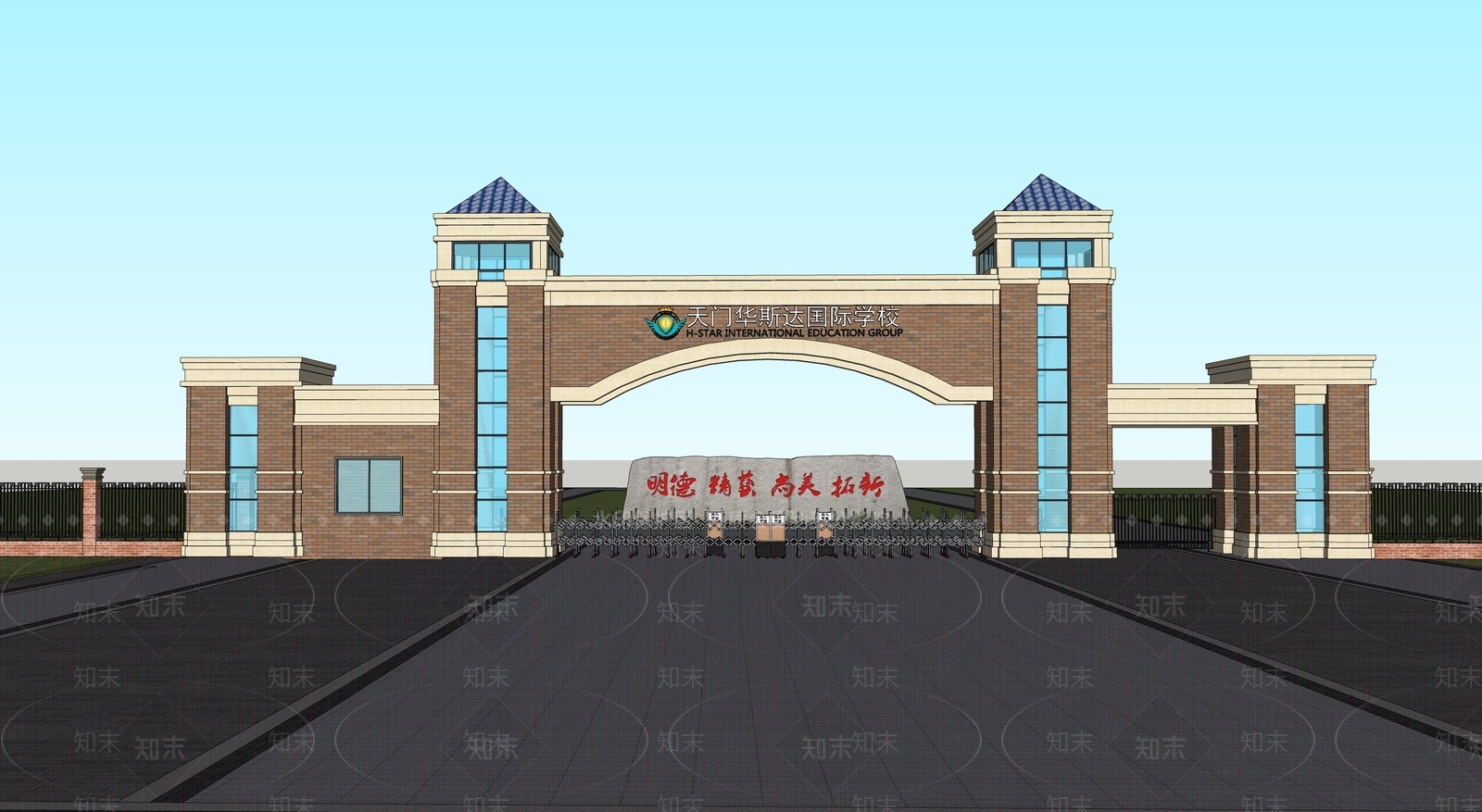 现代美式入口大门SU模型下载【ID:1200603906】