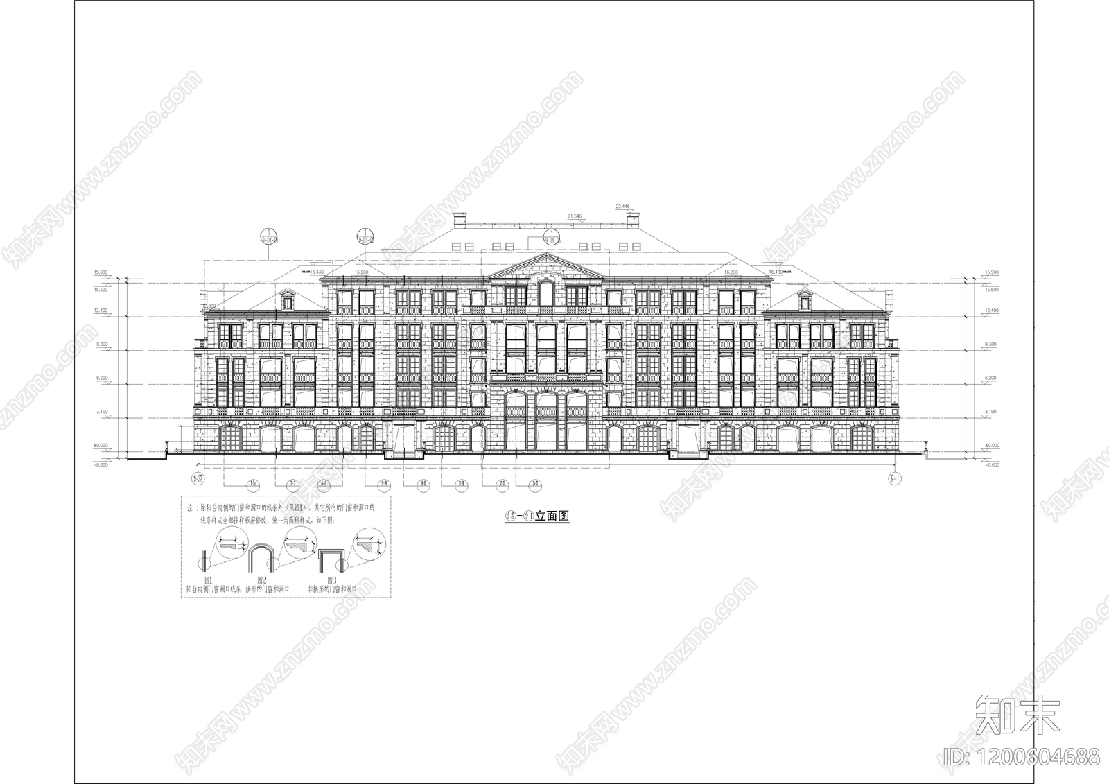 法式别墅建筑施工图下载【ID:1200604688】