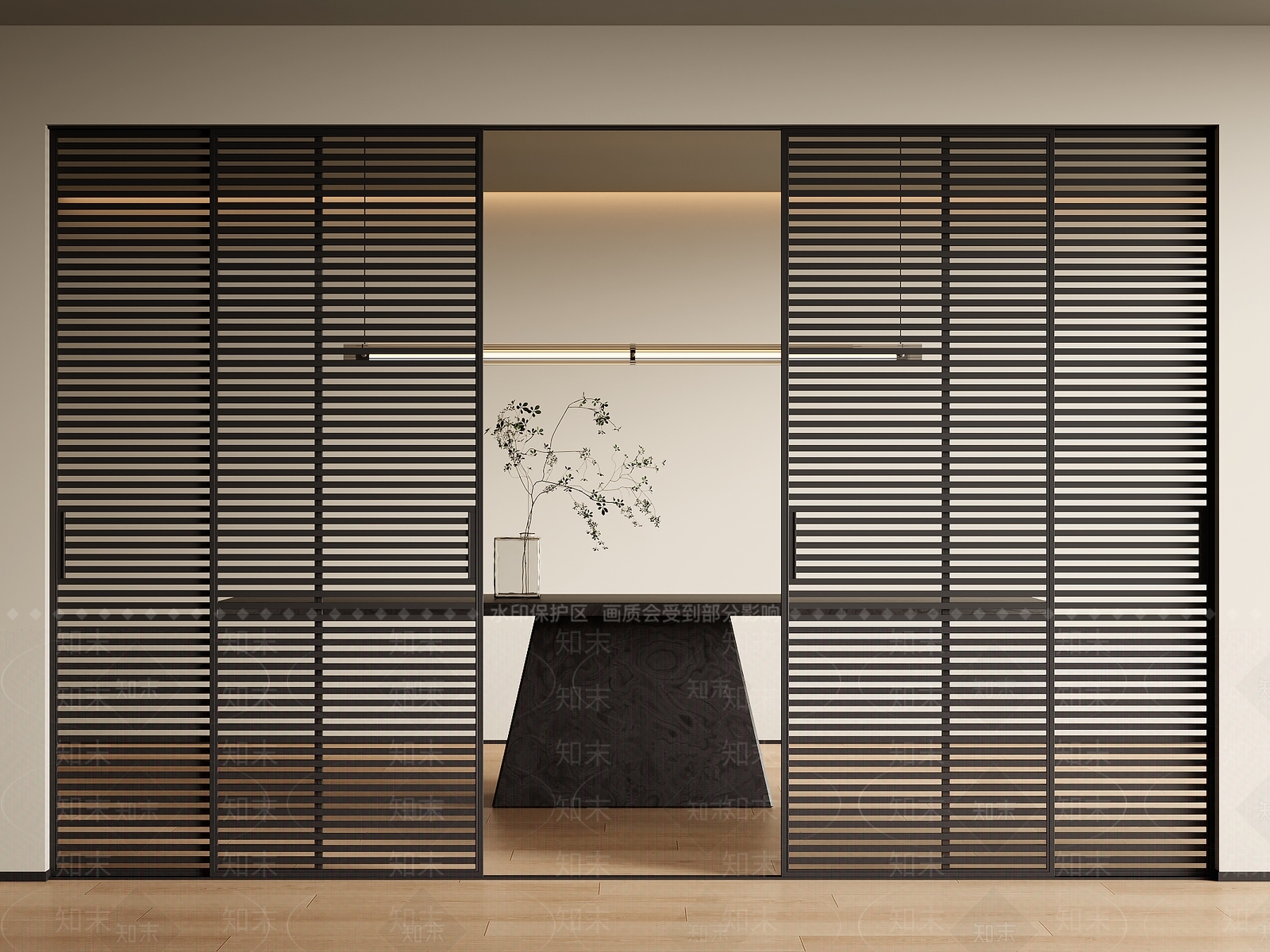 现代极简推拉门SU模型下载【ID:1200609157】