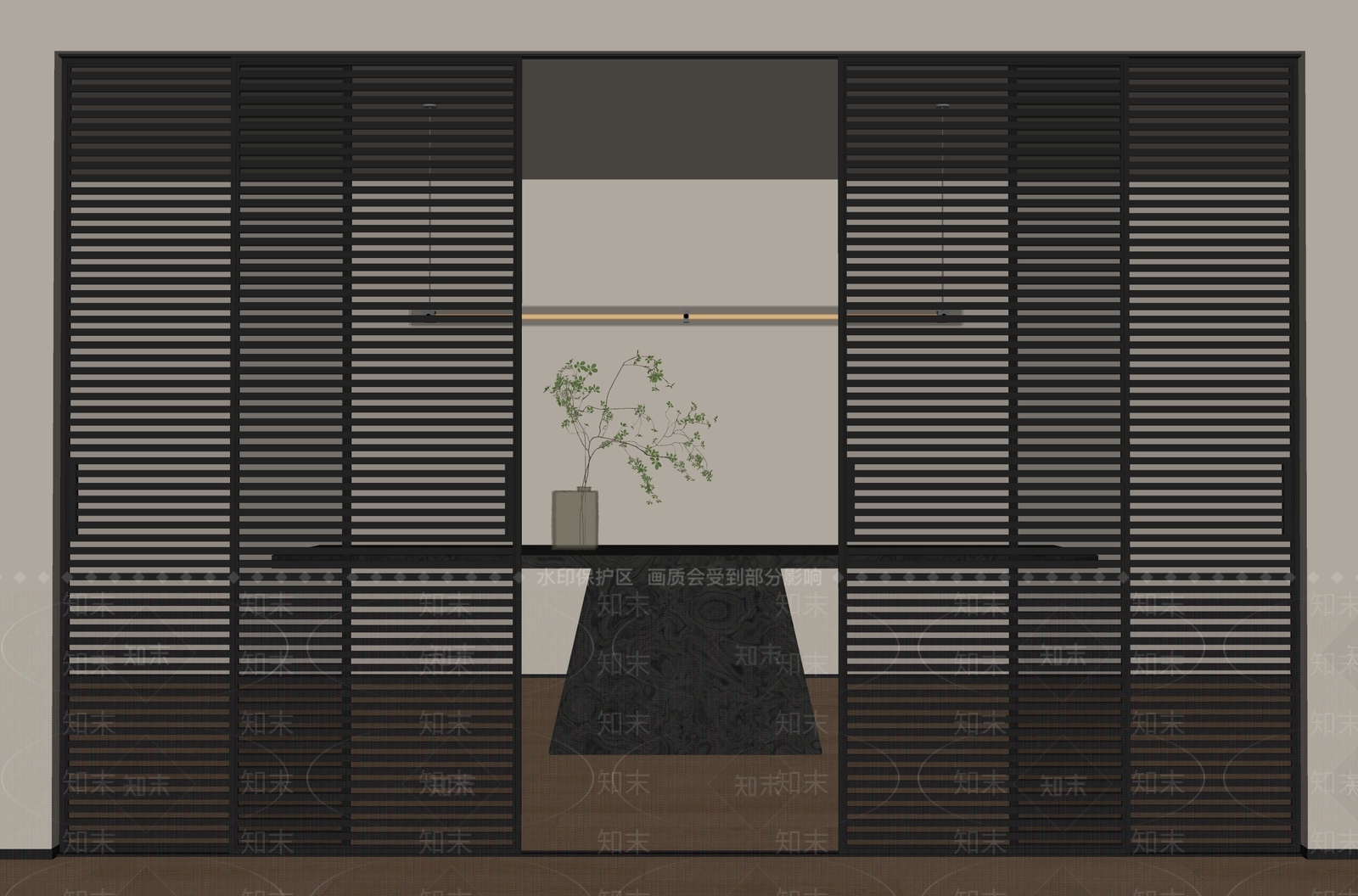 现代极简推拉门SU模型下载【ID:1200609157】