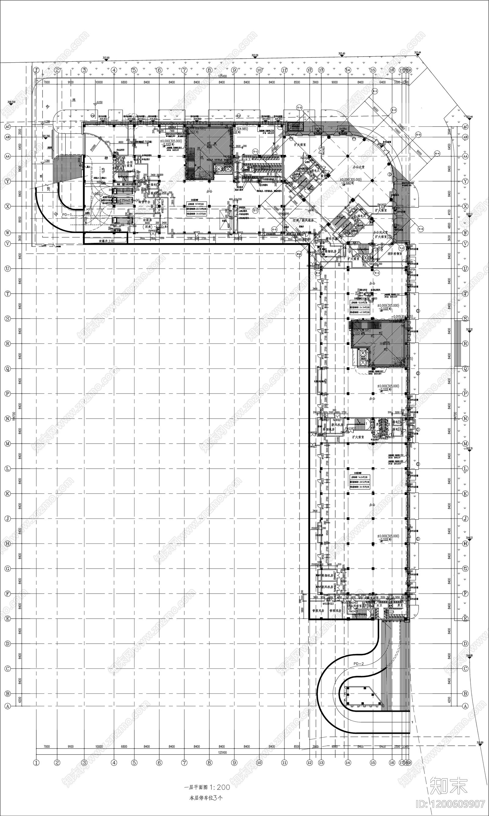现代产业园建筑cad施工图下载【ID:1200609907】