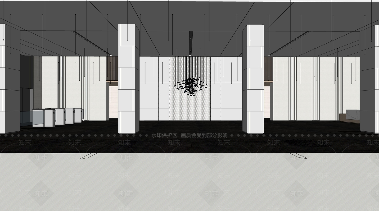 现代办公大堂SU模型下载【ID:1200612044】