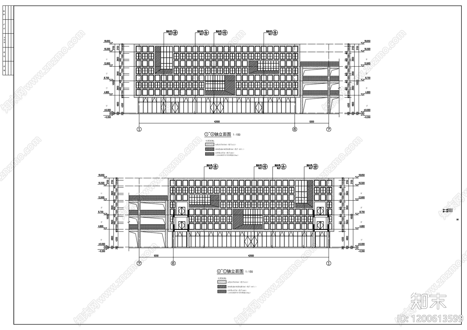 现代办公楼建筑cad施工图下载【ID:1200613599】