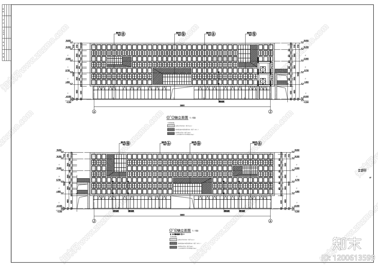 现代办公楼建筑cad施工图下载【ID:1200613599】