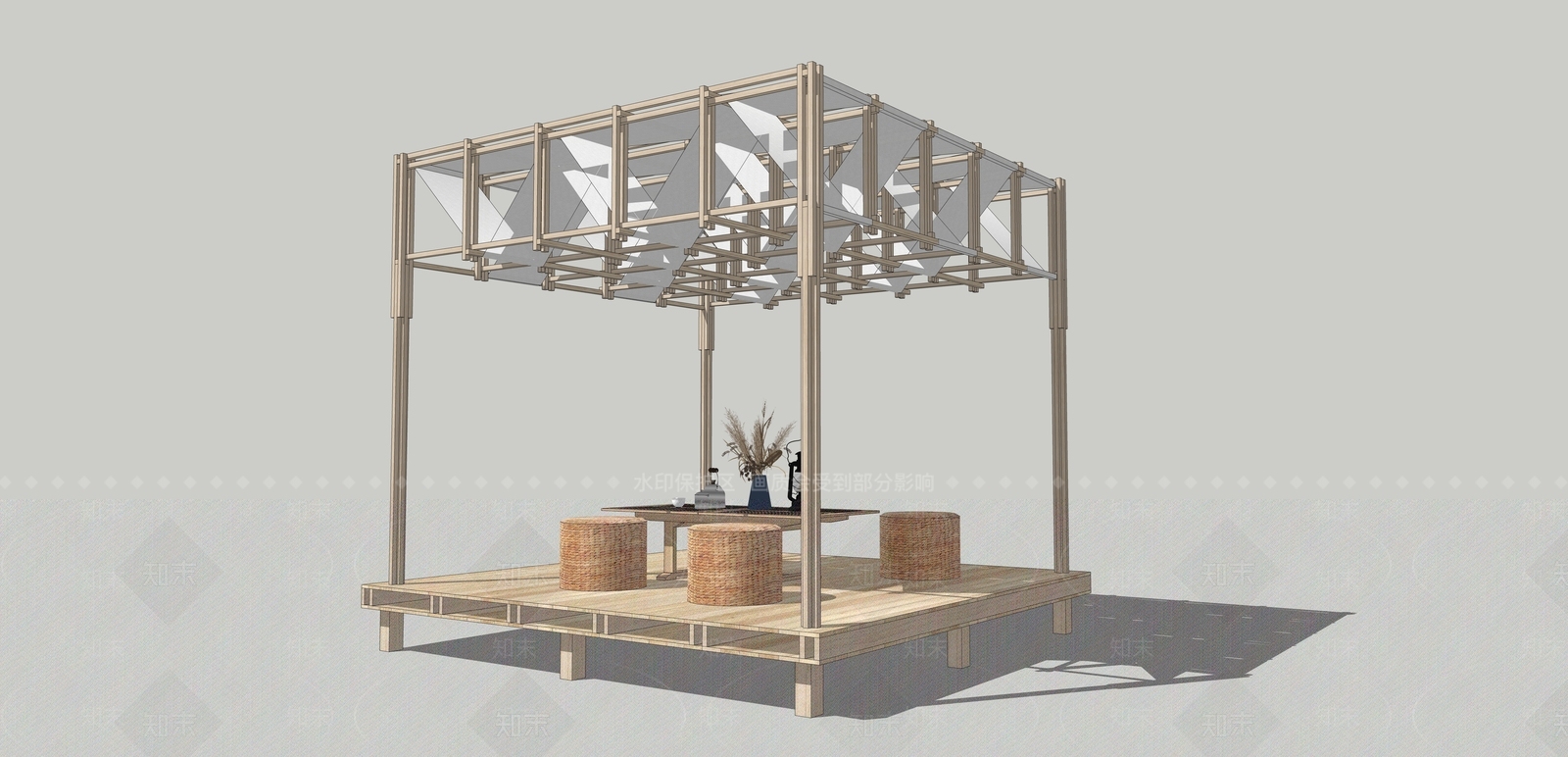 现代原木文创展台SU模型下载【ID:1200613906】