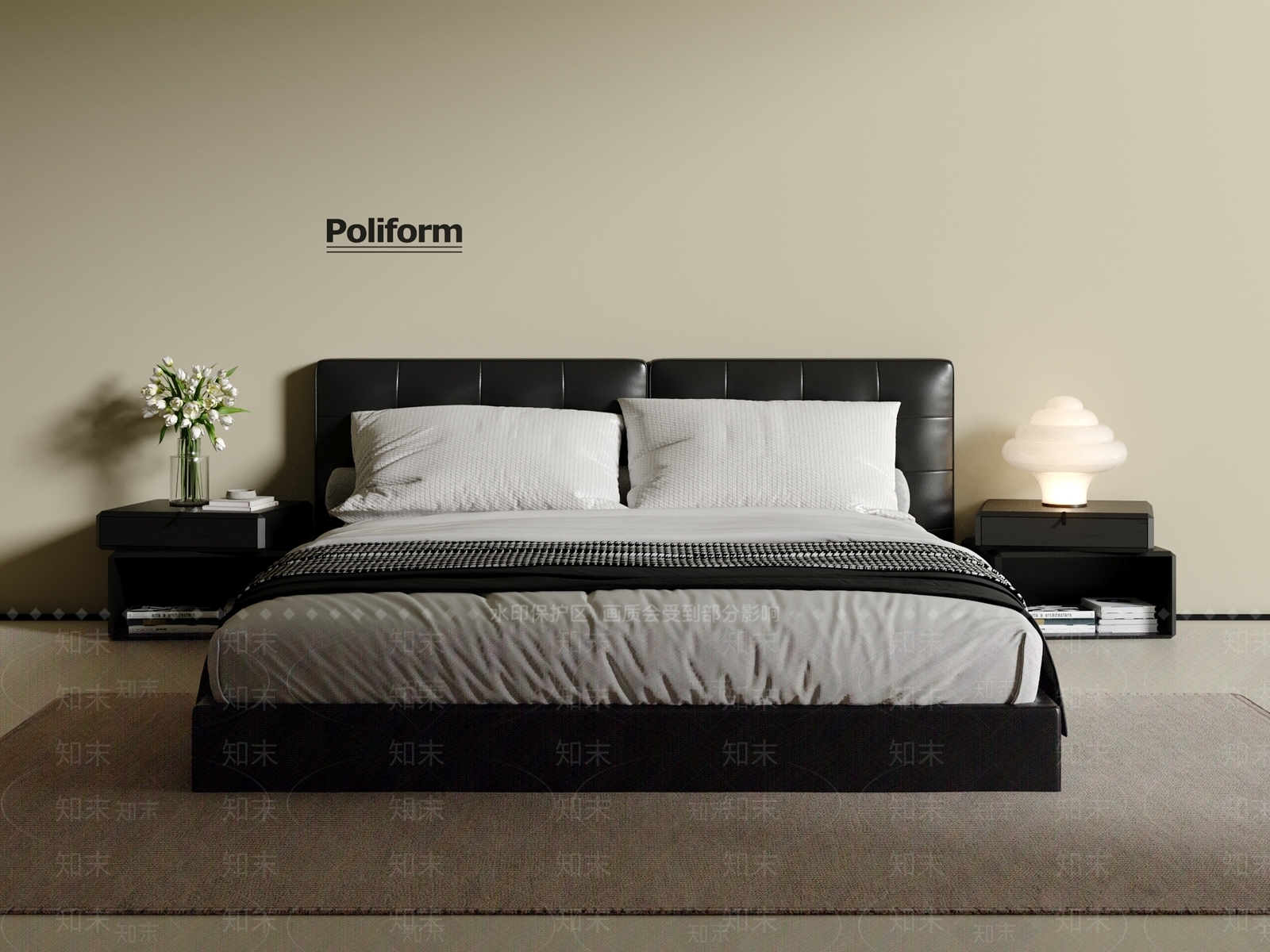 现代简约双人床3D模型下载【ID:1200616066】