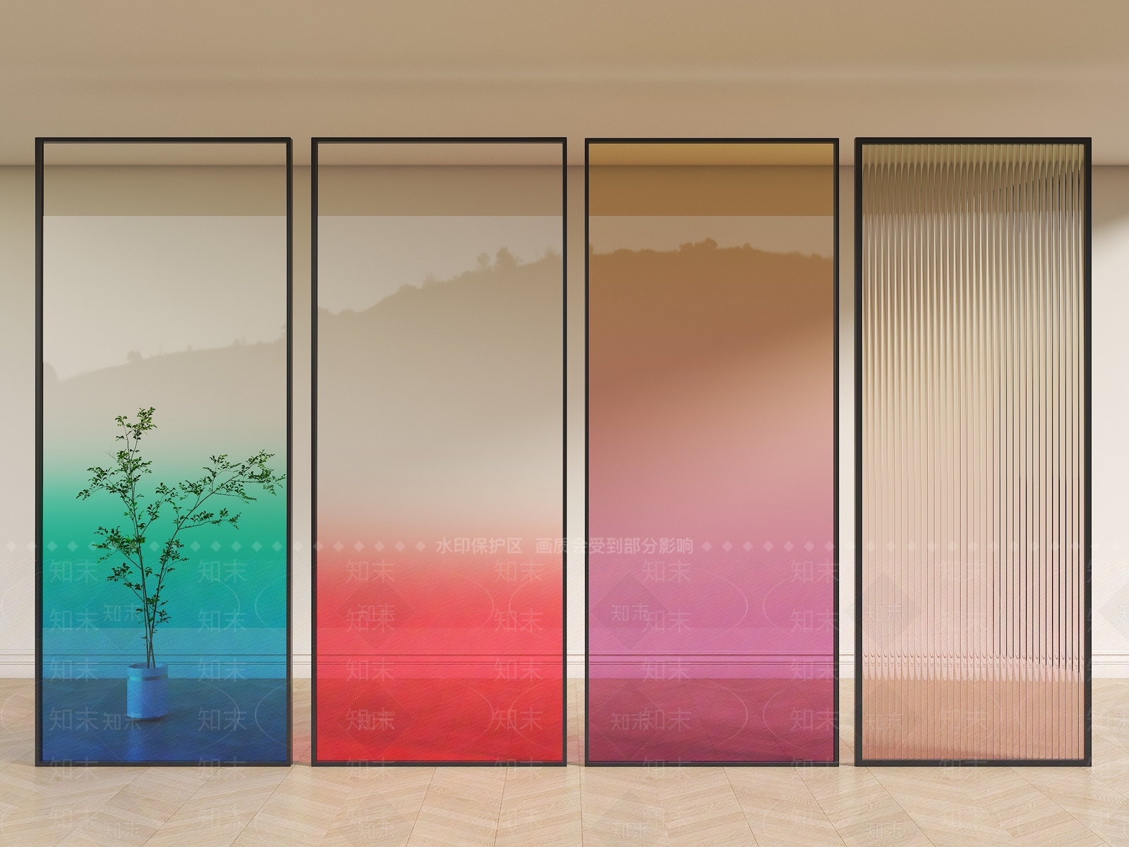 现代简约隔断SU模型下载【ID:1200617001】