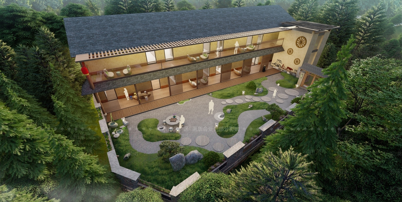 禅意侘寂风格建筑SU模型下载【ID:1200617423】