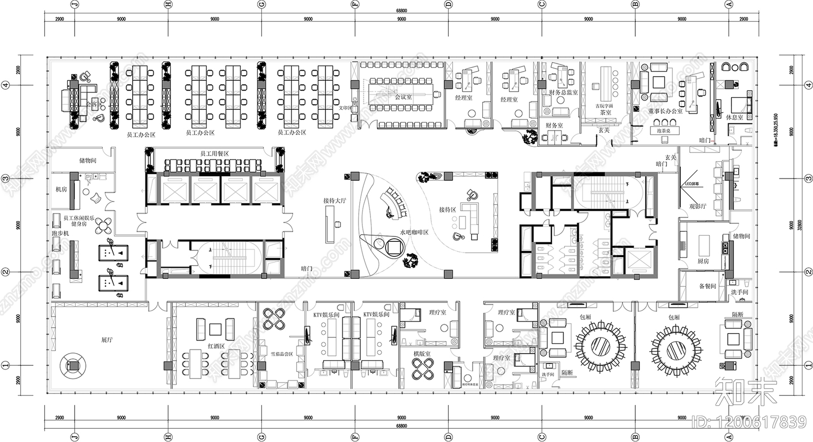 现代新中式整体办公空间施工图下载【ID:1200617839】