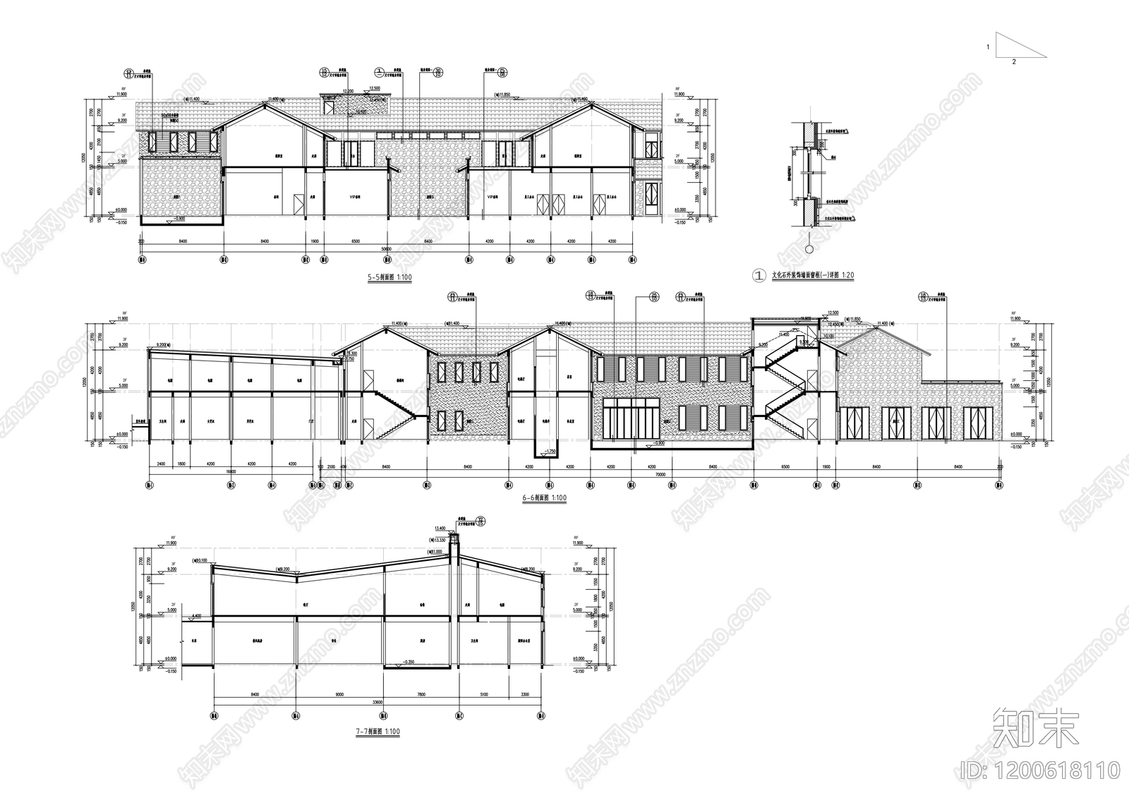 新中式办公楼建筑cad施工图下载【ID:1200618110】